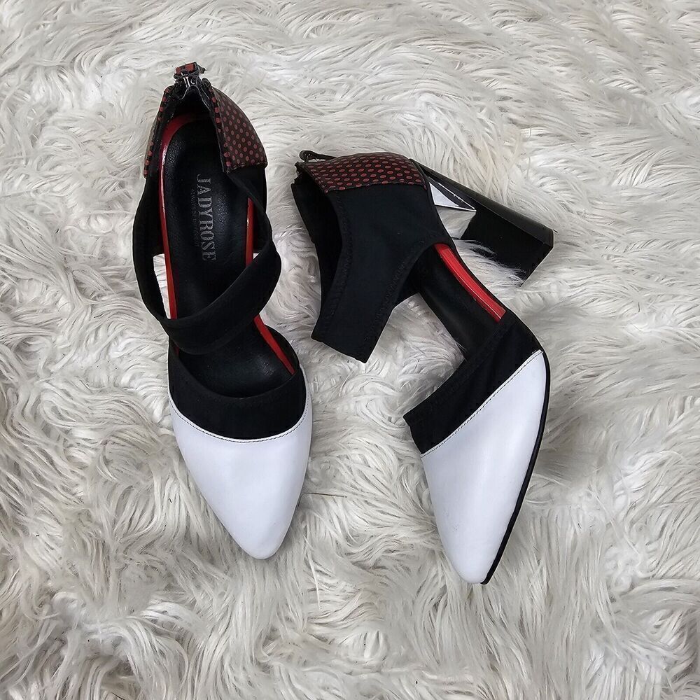 JADY ROSE GORGEOUS WHITE - BLACK -WHITE PATENT LEATHER PUMP SZ 7